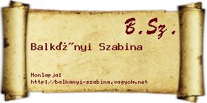 Balkányi Szabina névjegykártya