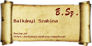 Balkányi Szabina névjegykártya
